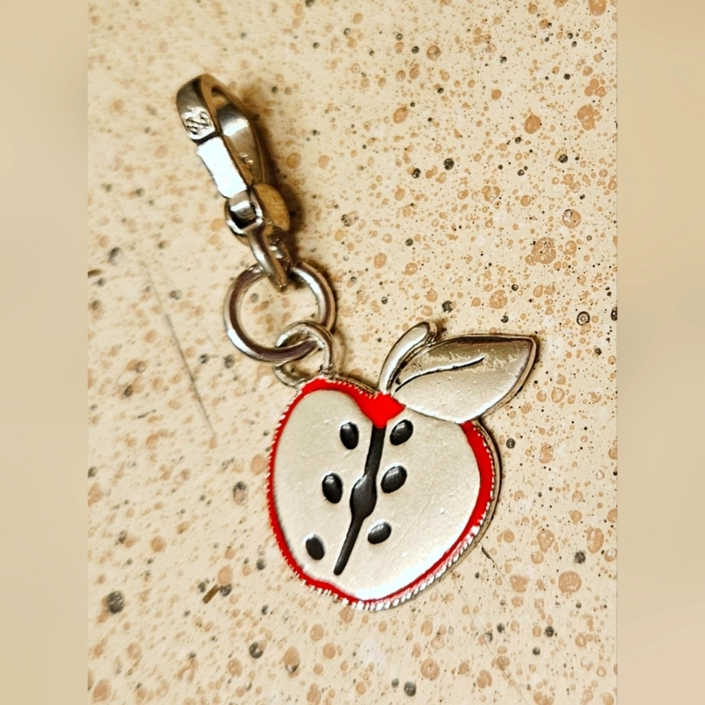 RARE Juicy Couture Fairytale Apple Charm Red Enamel Y2K Retired Silver HTF